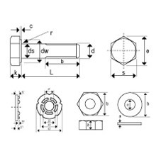 M16 - S/C - Bolt,Nut & Washers