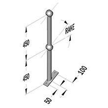 Stair Raked 38 Deg 25nb Galv Ball Standard - 60mm Ball