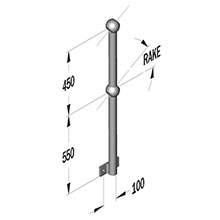 Right Side Palm 25nb 38 Deg Galv Ball Standard - 60mm Ball