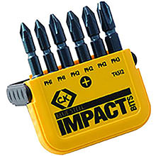 T4512 - Philips 6 Piece Blue Steel Impact Screwdriver Bit Set